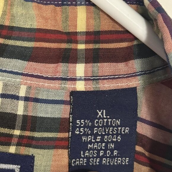 Savile Row Shirt Mens Multicolor Plaid Short Sleeve Button Front Casual - Picture 6 of 6